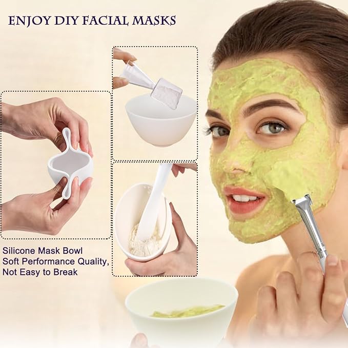 30 Pcs Esthetician Supplies for Facials Set,Facial Care DIY Tools 4 Silicone Facial Bowls 4 Facial Mask Fan Brushes 5 Facial Headbands, 8 Compressed Facial Sponges 8 Mask Applicators 1 Measuring Cups