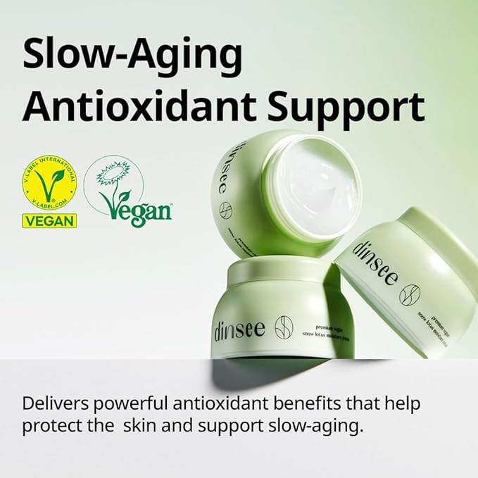 DINSEE Premium Vegan Snow Lotus Moisturizer - Lightweight Plumping Facial Cream with Hyaluronic Acid, Strengthen Skin's Moisture Barrier, Vegan Skincare, Anti-Aging Cream, 50ml / 1.69 fl oz