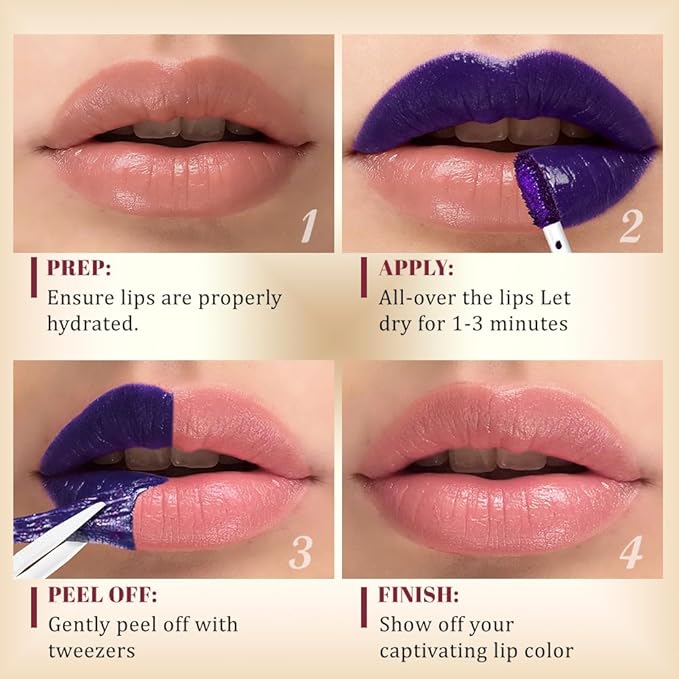 Kaely Peachy Rose Lip Stain Peel Off Masque, Long Lasting Waterproof Smudge Proof Lip Tint, Non-Transfer Semi Permanent Lipliner Tattoo with Tweezer, Matte Finish, Vegan & Cruelty-Free, 08