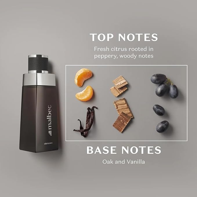 Malbec Classic Eau de Toilette By O Boticario, Cologne For Men, Long-Lasting Fragrances, French Oak Barrel-Aged Red Wine & Woody Amber Perfume Scent, 3.4 Ounce