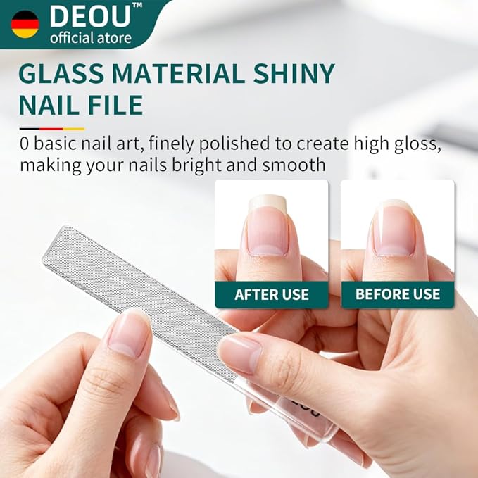 DEOU 3-in-1 Professional Nail Clipper Set - Stainless Steel Large/Medium Flat-Edge Clippers with Built-in Nail File, Champagne-Colored Nail Care Tools, Exquisitely Gift-Packaged for Home & Travel Use