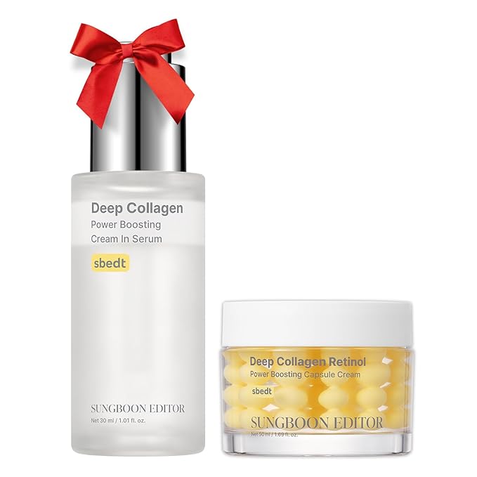 SUNGBOON EDITOR Fine Line Care Duo: Cream in Serum & Collagen Capsule Cream, Deep Fine Line Care, Glow Mist, Elasticity for Aged Skin, Face Moisturizer, Gifts for Mom, Korean Skin Care