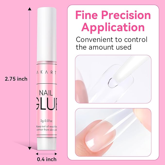 Makartt Super Strong Nail Glue for Press On Nails- Acrylic Nails Nail Tips Glue for Stick On Nails Long Lasting for Fake Nails Broken Nails Repair Professional Nail Adhesive 0.07oz 5Pcs, Hema Free