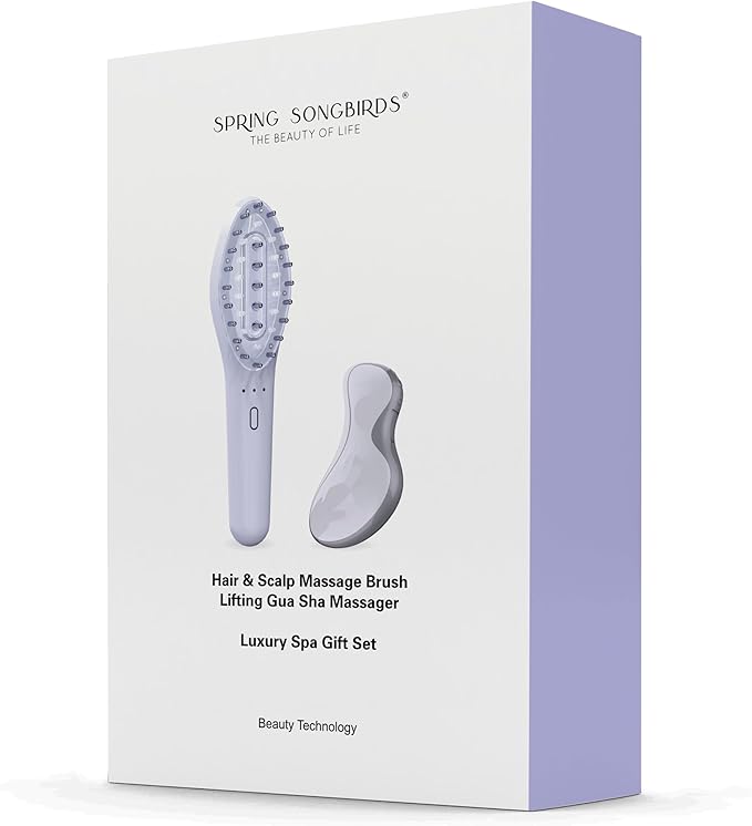 Red Light Scalp Massager & Gua Sha Set | Electric Hair Comb & Face Massager | Warm & Cold Therapy for Relaxation, Skincare & Anti-Aging | Spa Gift for Men & Women