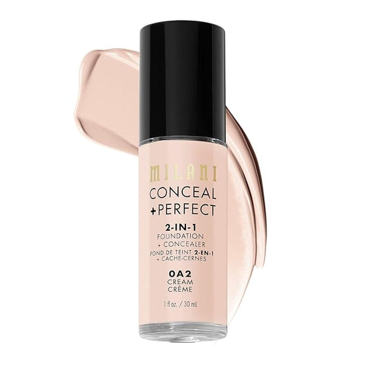 Milani Conceal + Perfect 2-in-1 Foundation + Concealer - Cream (1 Fl. Oz.) Liquid Foundation - Cover Under-Eye Circles, Blemishes & Skin Discoloration for a Flawless Complexion