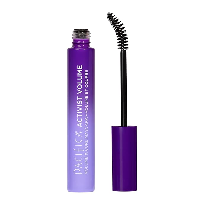 Pacifica Beauty | Activist Curling Mascara | Black | Volume and Length | Vegan Brush | Glass Tube | Clean Eye Makeup | Plant-Fibers | Microplastic + Nylon 6 Free | Vegan, Talc-Free, Cruelty-Free