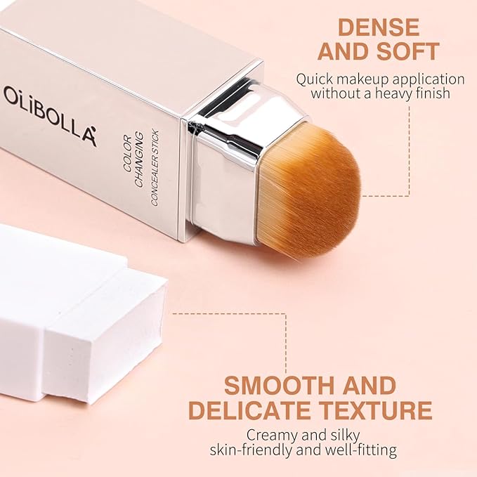 2 in 1 Color-Changing Foundation Stick, Weightless, Skin fit, Satin Glow Finish, Coverage Finish Base Makeup - Dual-Ended with Brush (01#True Beige)