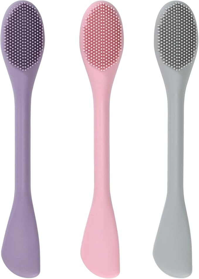 Silicone Face Mask Applicator 3 Packs, Huare Technology Facial Mask Brushes for Mud,Clay,Charcoal Mixed Mask,Soft Makeup Beauty Brush Tools for Apply Cream,Lotion (Pink+Purple+Gray)