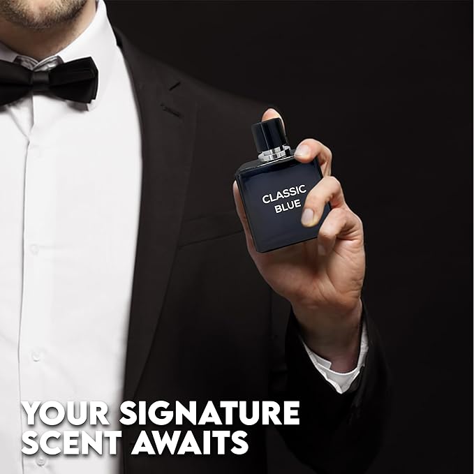 2PCS Valentine Milano/Classic Blue Eau De Toilette for Men-Fresh,Romantic Scent Perfume for Men 3.4 Fl Oz Each Mens Cologne For All Skin Daily Used