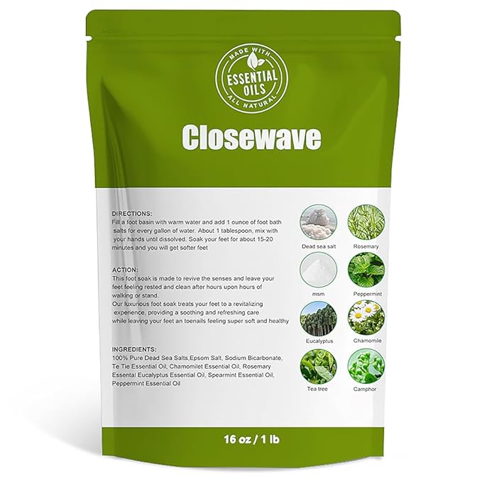 EXTRA STRENGTH Epsom Salt Tea Tree Oil Foot Soak - Foot Spa Pedicure Care for Toenail Athletes Foot, Soothes Sore, Stubborn Scent, Discolored and Ingrown Toenail - Birthday Gift for Mom Dad -16 oz