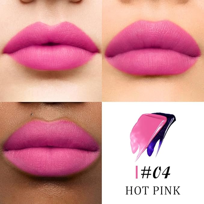 Kaely Hot Pink Lip Stain Peel Off Masque, Long Lasting Waterproof Smudge Proof Lip Tint, Non-Transfer Semi Permanent Lipliner Tattoo with Tweezer, Matte Finish, Vegan & Cruelty-Free, 04