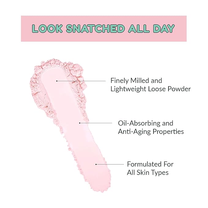 KimChiChic Beauty Puff Puff Pass Set and Bake Setting Powder for Makeup, Extra Fluffy Loose Face Powder Poof, Soft Natural Face Makeup for Uneven Skin Tone, 09 Pink