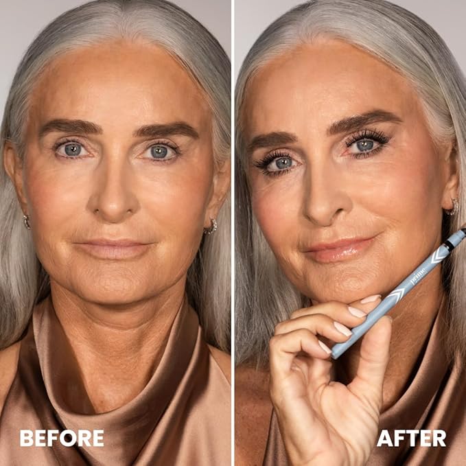 PRIME PROMETICS PrimeEyes Glide Eyeliner for Mature Women – Water-Resistant, Long-Stay and Mess-Proof – Gel Cream Texture, Discreet Sharpener and Effective Smudger (Wood (brown))