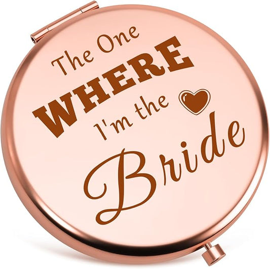Bride Gifts Bachelorette Party Gifts for Bride Compact Makeup Mirrors for Women Bridal Shower Wedding Gift Engagement Gift for Women Daughter Sister Best Friends Folding Makeup Mirror Rose Gold