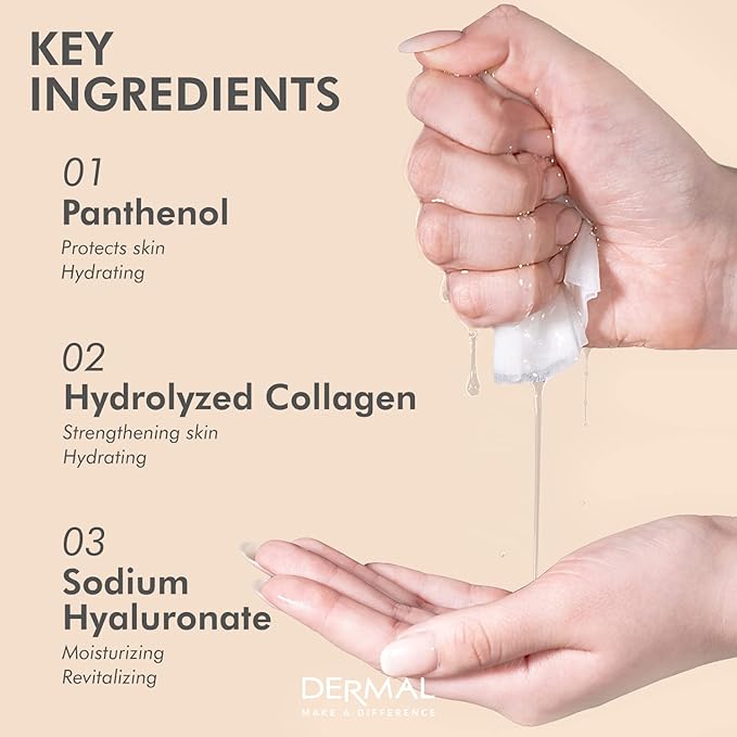 DERMAL Korean Collagen Face Mask 32 Combo Pack A+B Set – Hydrating & Soothing Sheet Mask with Panthenol, Hypoallergenic Calming Moisture Care for All Skin Types