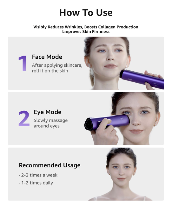 Skin Tightening Face Machine, Facial Massager Light Therapy for Face, 3 in 1 Microcurrent Facial Device Home Use Anti-Aging Device, 5 Level for Facial Firming, Wrinkle, Lifting, Toning, Glow Boost