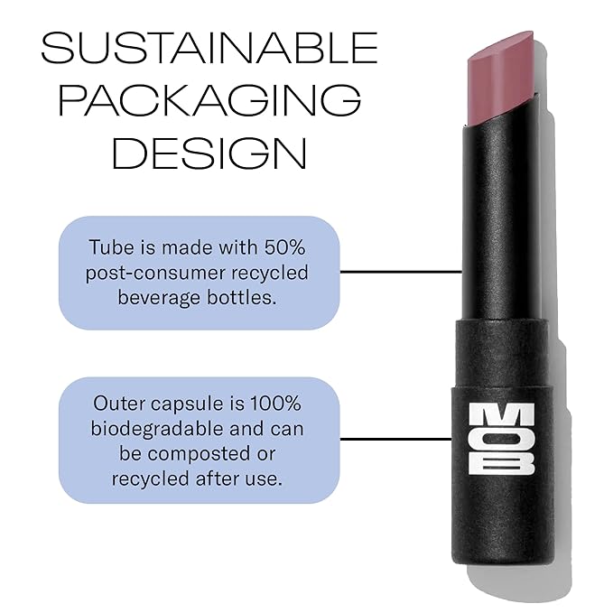 MOB Beauty Hydrating Shine Lip Balm M155 Smoky Amethyst– Tinted Lip Balm Stick with Jojoba & Sunflower Oils, Clean Vegan Organic Lip Care for Nourished, Glossy Lips