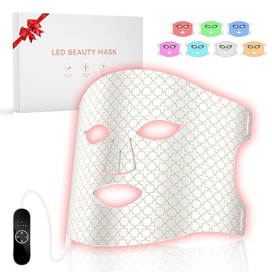 Red Light Therapy For Face, 7 Modes Portable Therapy Mask With 3000mah Rechargeable Remote, Blue, Orange, 850nm Infrared & Red Light Mask, 400 Leds For Anti-Aging