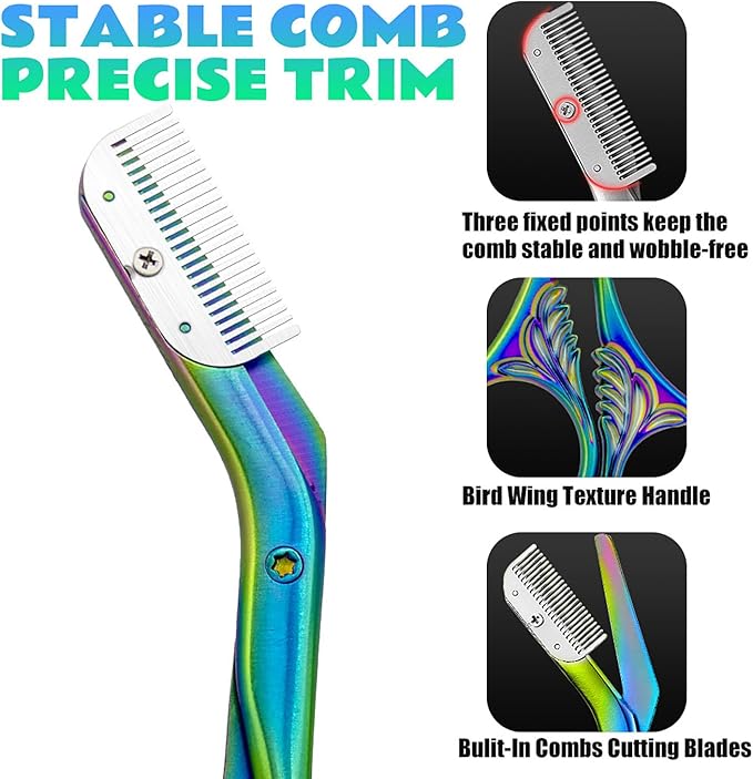 Eyebrow Trimmer Scissor With Comb, Eyebrow Trimmers, Professional Precision Eyebrow Trimmer, Eyebrow Trimmer Scissors with Combs, A Must-have Makeup Tool (Color Titanium)