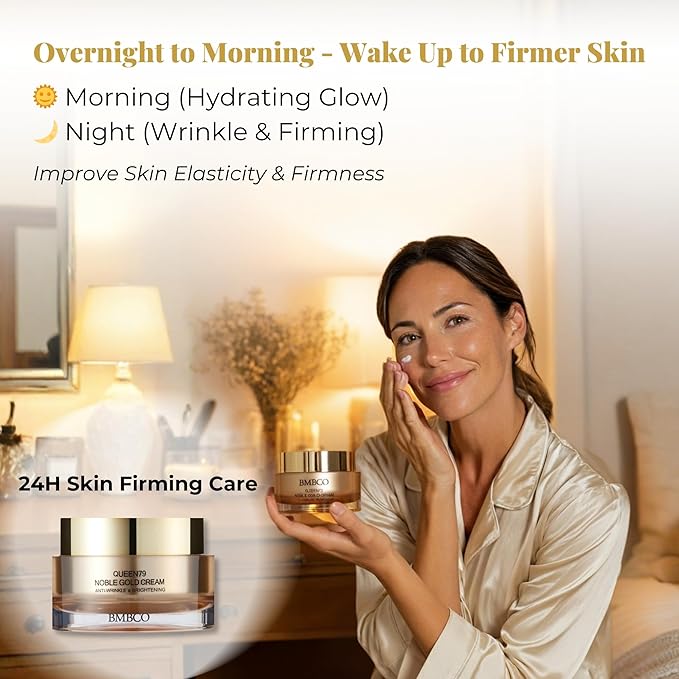 BMBCO 24K Gold Firming Cream – Hydrating Korean Moisturizer with Collagen & Hyaluronic Acid | Improves Elasticity & Visible Radiance | For Face, Neck & Eyes – 50ml