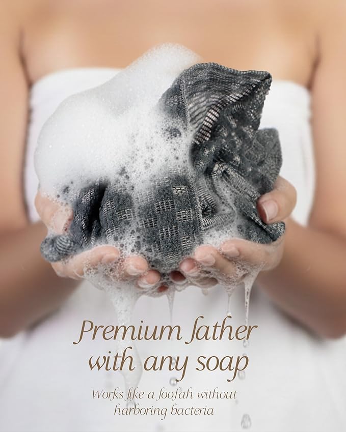 Yiclick Exfoliating Washcloth Towel, Back Scrubber for Shower, Exfoliating Body Scrubber Exfoliator, Japanese Wash Cloth for Body Scrub, Bath Exfoliate Rags Loofah Lufa Sponge for Women Men