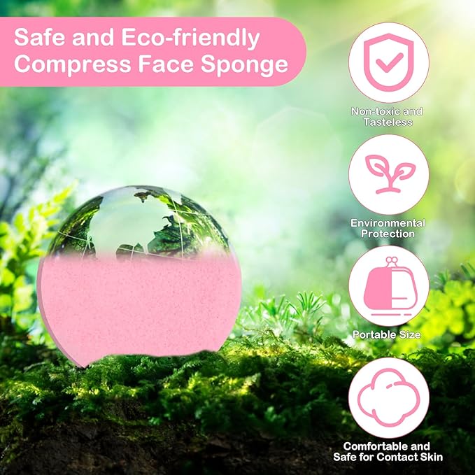 84 Pcs Facial Sponge Compressed, Luxiv Face Cleansing Sponge for Estheticians Compressed Makeup Sponge Round Wash Face Sponges for Women Compress Exfoliating Removal Sponge (Pink)