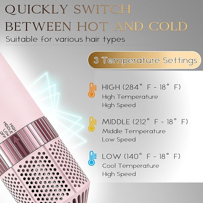 5 in 1 Air Wrap Hair Styler,Dual Voltage Professional Frizz Free Hair Dryer Brush - High-Speed Hot Air Styler, No Heat Damage Auto Wrap Hot Air Styler Wrap, Fast Drying, Curling, Straightening (Pink)