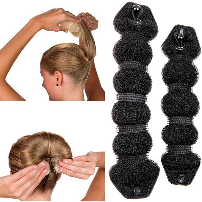 Goldrose Beauty Hair Styling Accessory - 2 Pieces Doughnut Hair Bun Maker and Curler in Small & Large (Black)