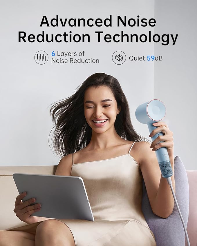 Laifen Hair Dryer SE, 200 Million Negative Ionic Blow Dryer with 105,000 RPM Brushless Motor 1400W Powerful Fast Drying High-Speed Low Noise Hairdryer with Magnetic Attachments