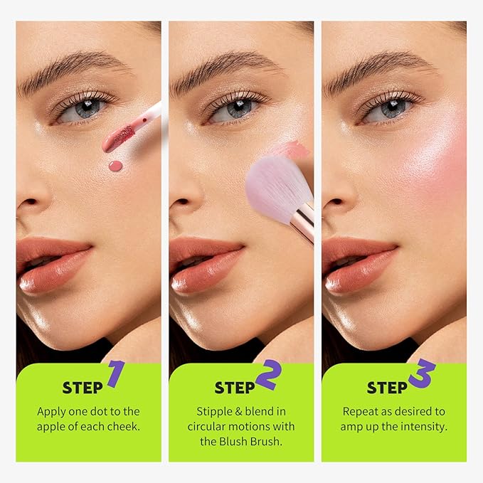 GLAM CODE Liquid Blush for Cheeks Duo - Hydrating Cream Blush for Daily, Blendable & Buildable Cheek Tint for Sensitive Skin, Lightweight, Skincare Infused Dewy Cheek Finish for All Skin Types - #05