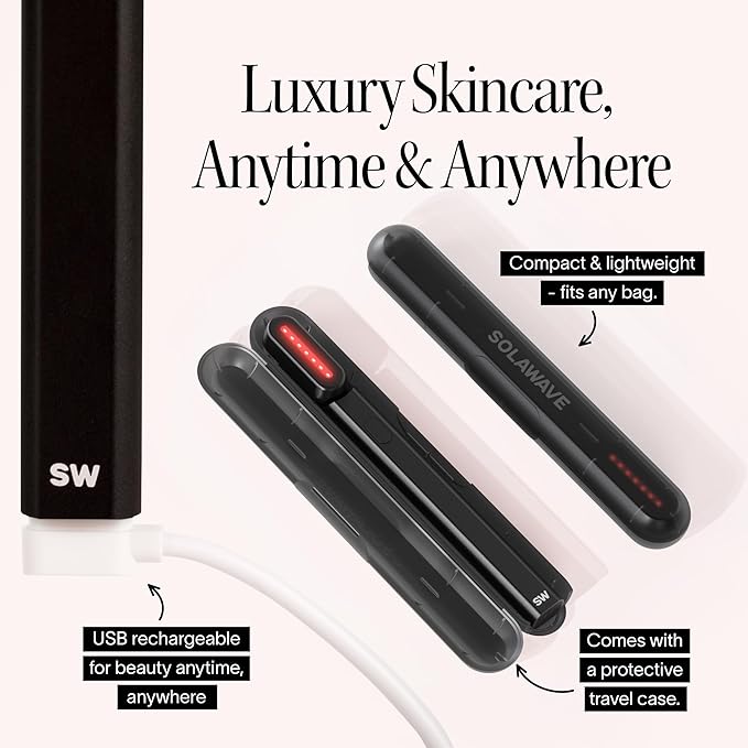 Solawave 4-in-1 Radiant Renewal Facial Wand | Red Light Therapy for Face and Neck | Galvanic Skincare Wand & Facial Massager | Anti-Aging Wrinkle Reduction | Solawave Original | Matte Black