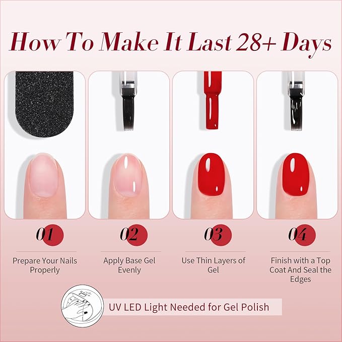 Born Pretty Jelly Gel Nail Polish Christmas Neon Gel Polish,Brown Blood Wine Red Blue Purple Green Translucent Effect,Soak Off U v LED Light Cure Nail Art Kit for Salon Manicure and DIY at Home