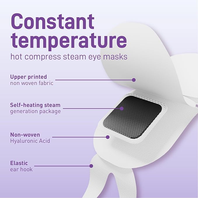 Ditoi Steam Eye Mask, Heated Eye Mask for Sleep,Warm Compress with Hyaluronic Acid,Moist Heat for Dry Eye Relief,Spa,Stye Eye Treatment,Travel Essentials & Relaxation Gifts,Lavender 20 Packs