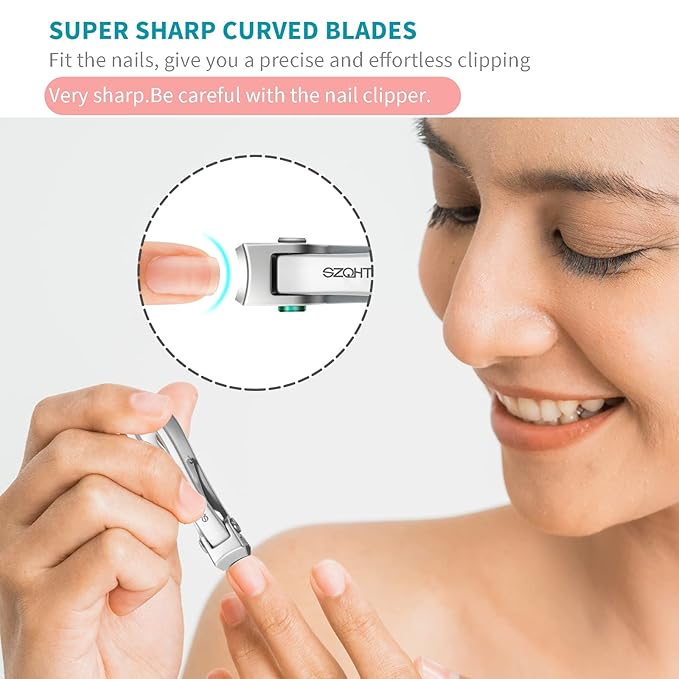 SZQHT Ultra Wide Jaw Opening Nail Clippers Set, Toenail Clippers for Thick Nails, Heavy Duty Nail Cutter, Stainless Steel Toe Nail Clippers for Seniors, Men & Women Manicure,Pedicure,Big(Sliver)