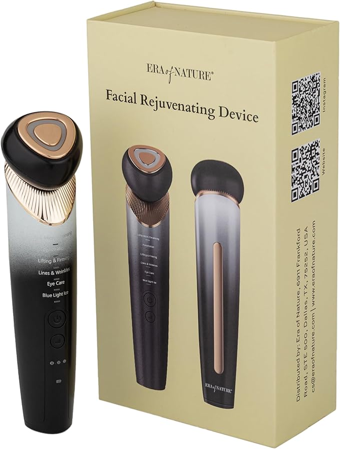 Era of Nature Red Light Facial Toning Device – 3-Mode Microcurrent & Red Light Technology – Lift, Tighten & Infuse – Compact Rejuvenating Skin Tool with Hydrating Gel – Home Beauty Device