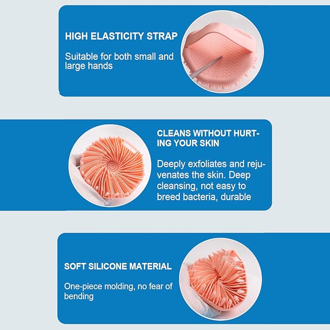 Silicone Body Scrubber, Exfoliating Body Scrubber for Sensitive Skin, Non-Slip Shower Scrubber for Body, Silicone Body Brush for Showering, Charcoal, Effective Showering Exfoliation, Gentle Massage