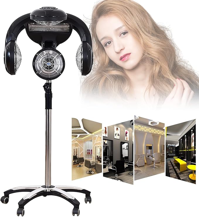 Hair Dryer, Multifunctional Salon Hair Dryer, Freestanding Hair Salon Steamer Hair Color Processor, 1.4KW 110V, Black