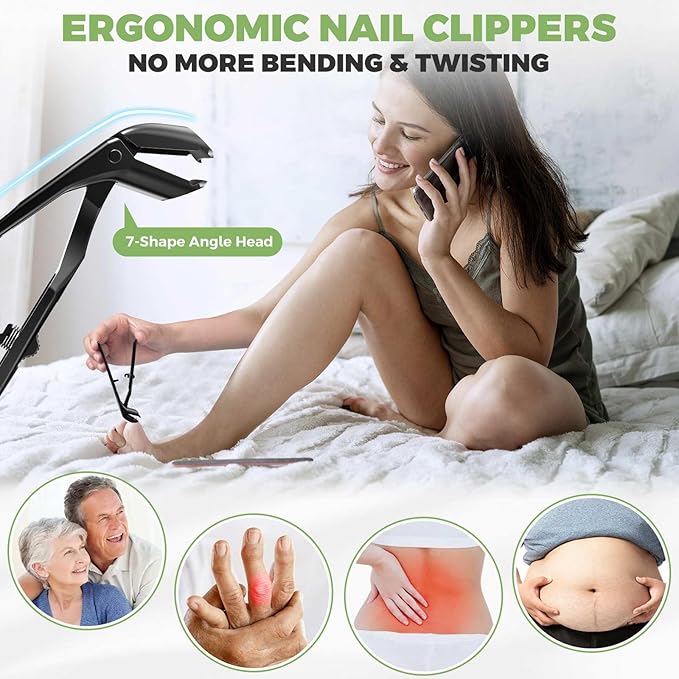 2025 Toenail Clippers for Seniors Thick Toenails, Angled Head Large Toe Nail Clippers for Thick Nails for Men, Heavy Duty Ingrown Toenail Clippers with Wide Jaw, Slanted Nail clippers with Long Handle
