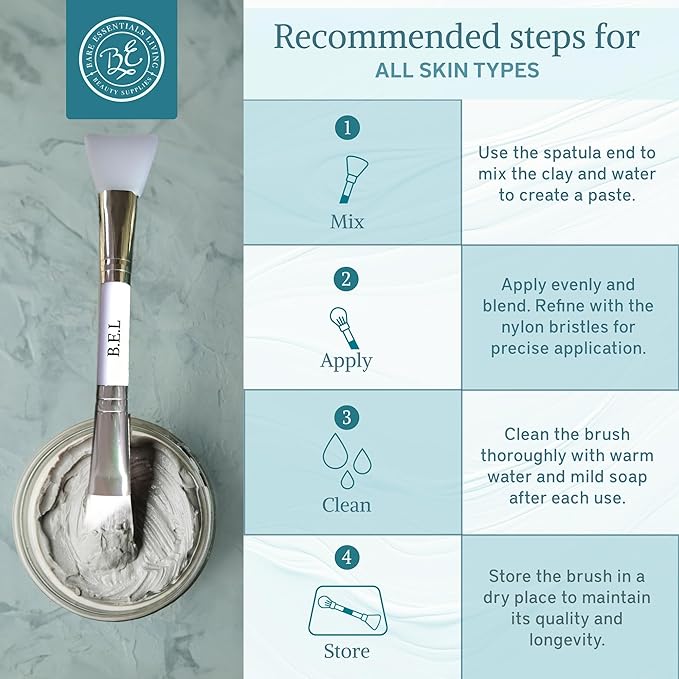 Bare Essentials Living - Clay Face Mask Brush (10 Pack, White) Dual Soft Silicone Face Mask Applicator Brush Tool, Great Facial Essentials, Moisturizer Applicator & Skincare Brush for Facials