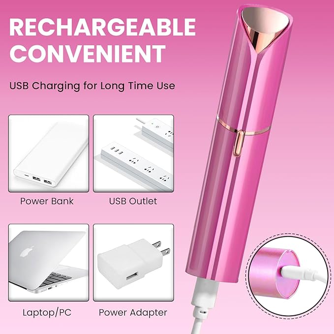 Facial Hair Remover for Women – Electric Face Razor with Light, Hair Removal for Upper Lip, Chin & Cheeks – Color Rose Gold