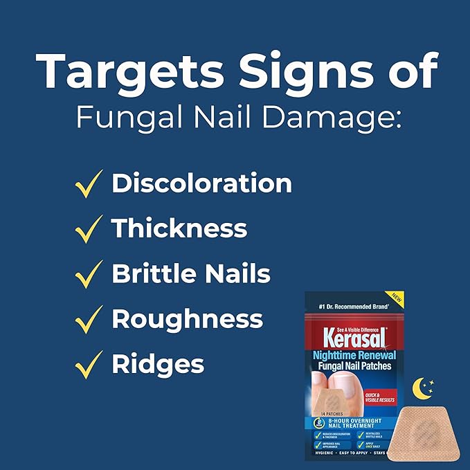 Kerasal Nighttime Renewal Fungal Nail Patches - 14 Patch Twin Pack - Overnight Nail Repair for Nail Fungus Damage, 8-Hour Nail Treatment Restores Healthy Appearance
