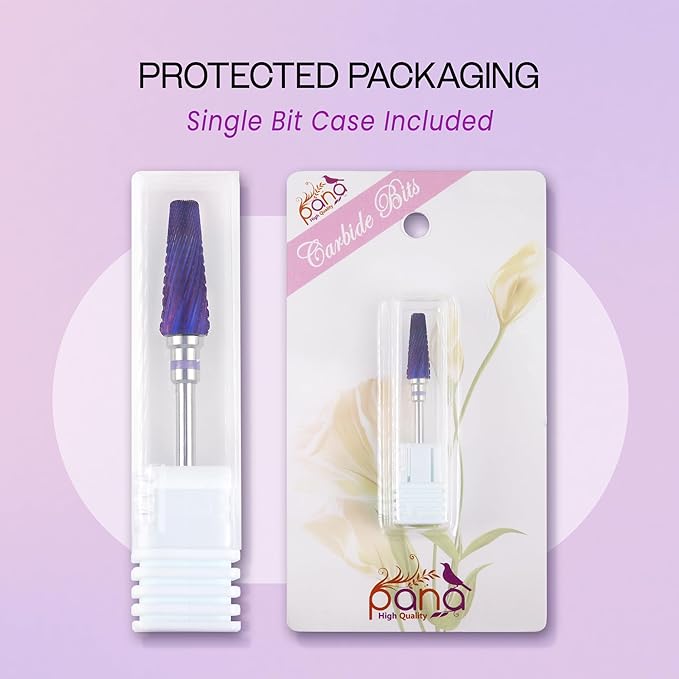 PANA 5-in-1 Pro Upgraded Multi-Function Drill Bit 3/32" Shank Size - (Purple, 2X Coarse to 2X Fine) - Mix Size Tungsten Drill Bit Fast Remove Acrylic Hard Gel Nail for Manicure Pedicure