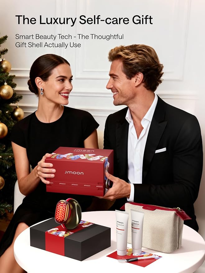 JMOON Face Lift Gift Collection, Microcurrent Facial Device, Medical Grade Red & Infrared Light Therapy for Face, Lifts, Firms, Smooths Wrinkles with 4 Modes & 5 Intensity Levels