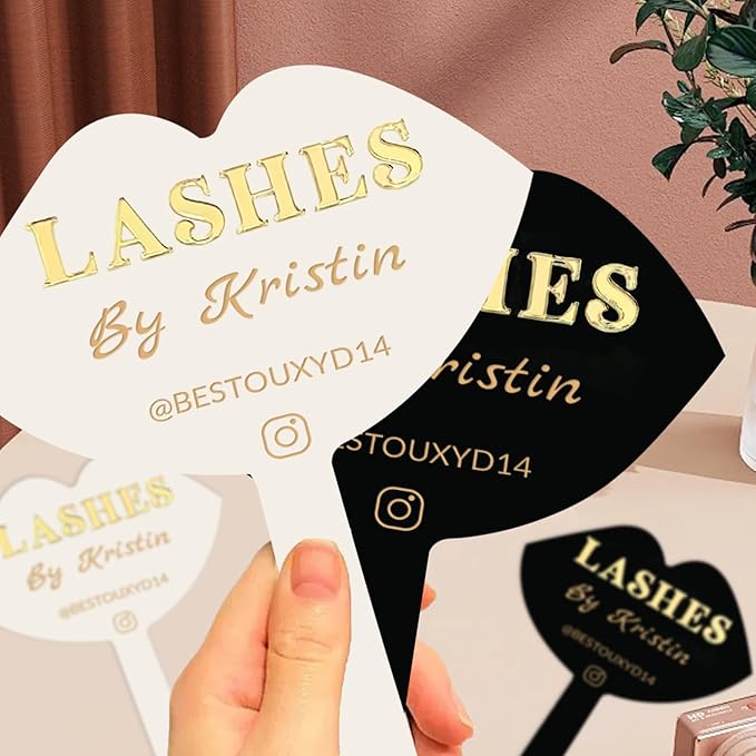 Personalized Lash Mirror Custom Eyelash Photo Prop Personalised Acrylic Handheld Lash Mirror with Name Gift for Beauty Girls Technician (Color06)