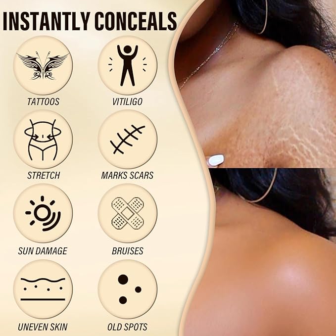 Legs Makeup Waterproof with Brush,No Transfer Body Concealer,Tattoo Cover Up Makeup Waterproof,Long Last Body Foundation for All Skin Tones,100ML (Fairest)