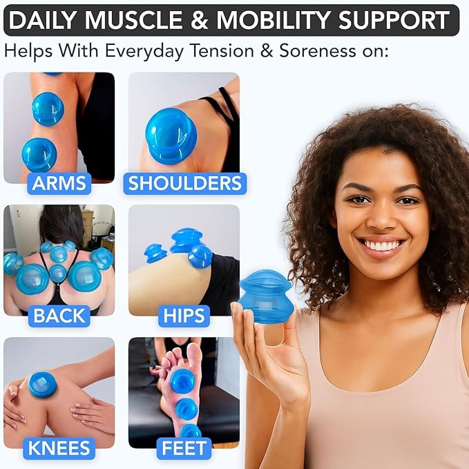 Lure Essentials Sculpt Silicone Cupping Theapy Set Anti Cellulite Cup Massager, Vacuum Suction for Lymphatic Drainage