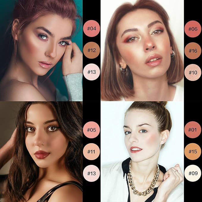 16 Color Contour Palette Makeup with 2 Brushes - Blush Highlighter Bronzer All-in-One Makeup Palette Contour Set - Face Cosmetics Gift, Holiday Beauty for Women (SET2)
