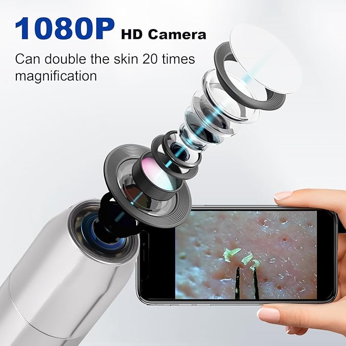 Black Head Remover for Face Tool Professional Pimple Popper HD Camera,30 Times Magnification 1080P, (Silver)