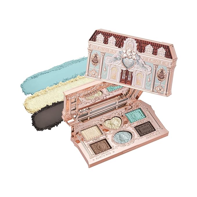 Flower Knows The Sweetie Bear Collection 6-Color Makeup Palette,Green Eyeshadow with 4 Matte + 2 Shimmer Shades,Blendable Smooth Cute Eye Makeup,0.23 Oz(03 Mint Chocolate)