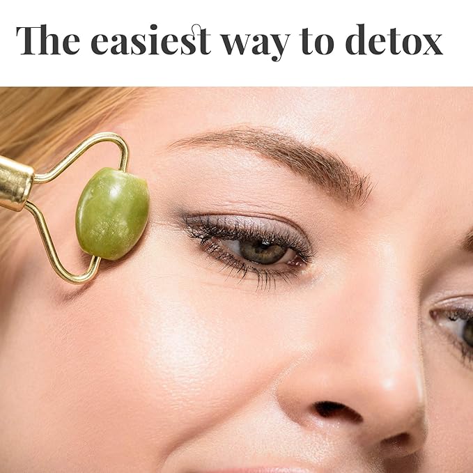 Natural Jade Roller– Gua Sha – Lymphatic Drainage Tool for Face, Neck, Body - Anti Aging Treatment – Reduces Wrinkles and Fine Lines